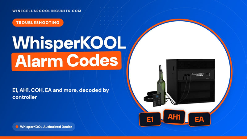 WhisperKOOL alarm codes explained cover with an Extreme 3500tiR and E1, AH1 and EA codes