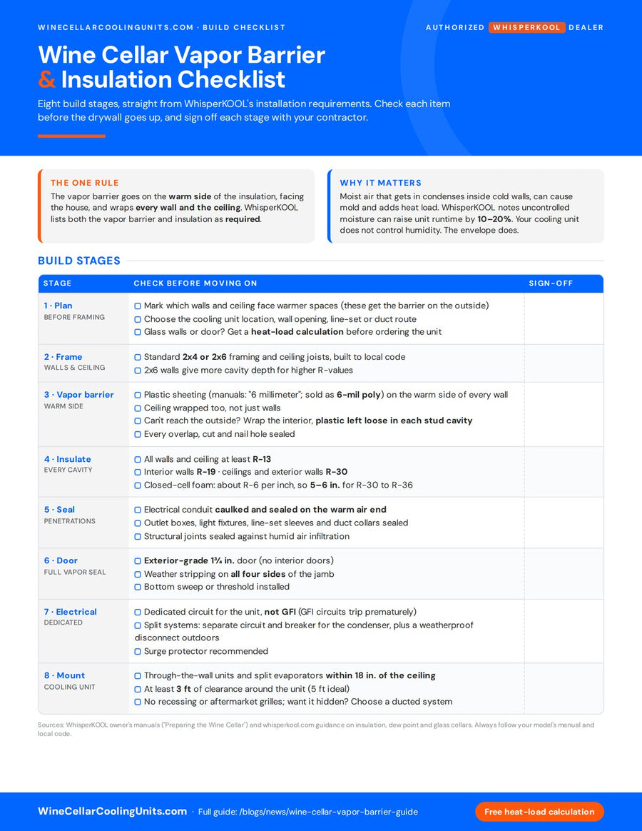 Wine Cellar Vapor Barrier & Insulation Checklist – free PDF preview